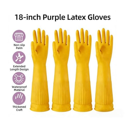 Household Cleaning 18inch Kitchen Dishwashing Rubber Gloves - color: Latex Color, size: Small