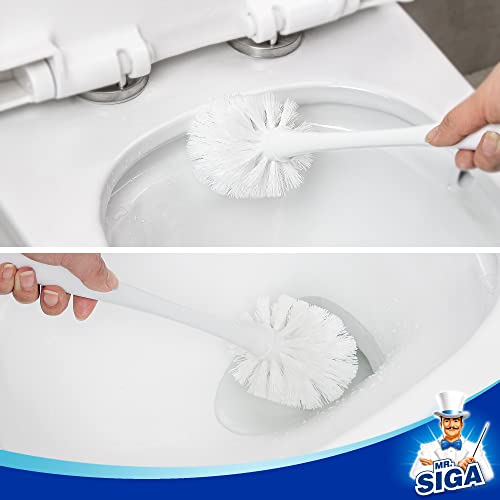 MR.SIGA Toilet Plunger and Brush Combo for Toilet Cleaning, White, 2 Set (Pack of 2) - color: White, size: 6.3 x 8.2 x 18.1 inch (Pack of 2)
