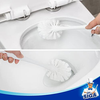 MR.SIGA Toilet Plunger and Brush Combo for Toilet Cleaning, White, 2 Set (Pack of 2) - color: White, size: 6.3 x 8.2 x 18.1 inch (Pack of 2)