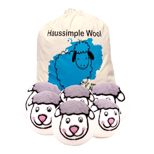 Wool Dryer Balls 6-Pack 100% Natural New Zealand Wool, Handmade in Nepal Reusable Laundry Balls, Faster Drying, Softer Clothes, Anti-Static, Dryer Sheets Alternative (Sheep) - color: Sheep