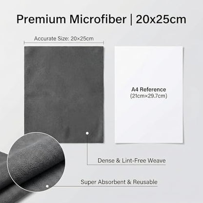5 Pack Microfiber Cleaning Cloths (20x25cm) — Lightweight, Lint-Free & Streak-Free Towels for Delicate Surfaces, Electronics and Glass - size: 20*25CM