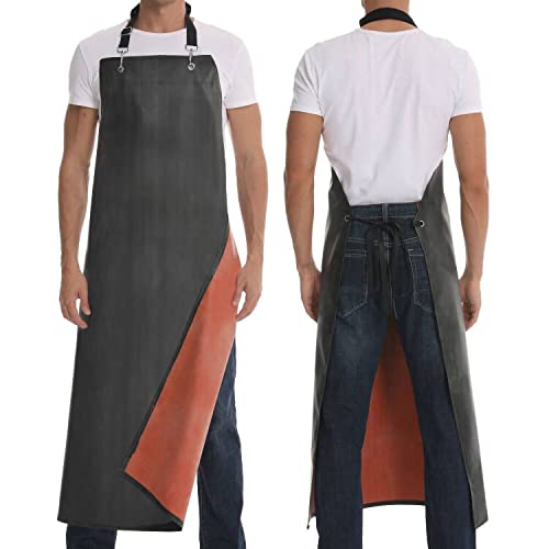 Homsolver Thick Waterproof Rubber Vinyl Apron, Heavy Duty Apron for Butcher