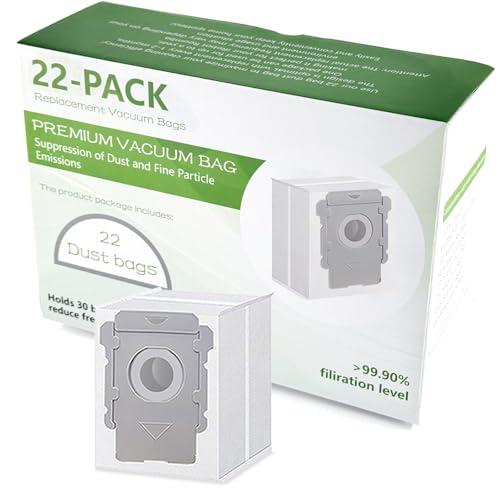 22 Pack Vacuum Bags for iRobot Roomba 104 105 405 504 505 705 Combo 10 Max i7 i7+ i3 i3+ i8 i8+ j5+ i5+ i4 i4+ i1+ i6 i6+ j5+ j7 j7+ s9 s9+, i, s, j Series Clean Base Automatic Dirt Disposal Bags