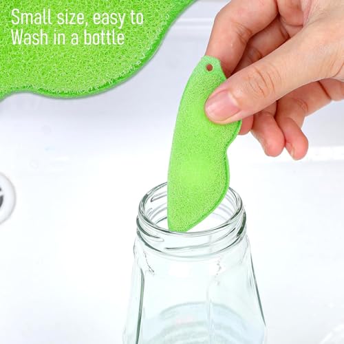 6 Pcs Magic Beans Bottle Cleaner Sponge Dust Sponge For Cleaning Reusable Bean Shape Water Bottle Cleaning Sponge Green Heat Resistance Bottle Brush For Internal Cleaning Of Small Mouth Cleaning Tools