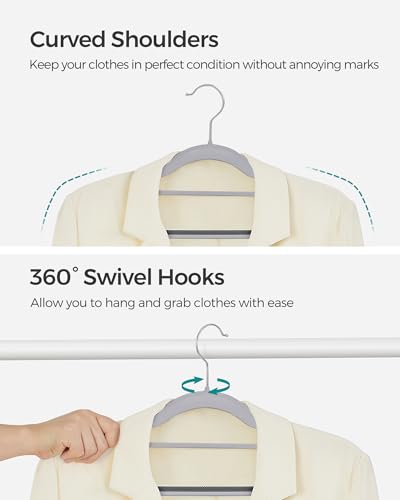 SONGMICS Pack of 50 Coat Hangers, Space-Saving Plastic Clothes Hangers - color: Lightgray + Darkgray, size: 50 Pack