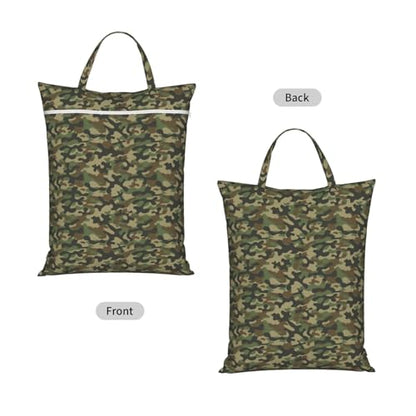 Camouflage Hunting Green Camo Travel Laundry Bags Cloth Diaper Wet Bags Handle Washable Dirty Clothes Bags Wet Dry Bag Suitcase Gym Swimming Pool College Dorm Wet Bag - color: 1 PC36, size: One Size