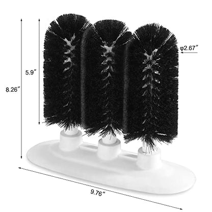 New Star Foodservice 54484 Triple Brush Bar Glass Washer - 3 Brushes - Suction Base, Non-Battery (Pack of 2) - size: 8x7x3 Inch (Pack of 2)
