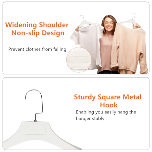 DEDU Suit Hangers for Men 20 Pack, Sweater Hangers No Shoulder Bump Non Slip Width 17.7", Plastic Clothes Hangers Ivory White with Metal Hook - color: Ivory White-20