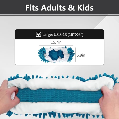 Mop Slippers Socks Floor Cleaning,Microfiber Shoe Covers dust Washable Reusable for Woman Man House Kitchen 2 Pcs (Blue)