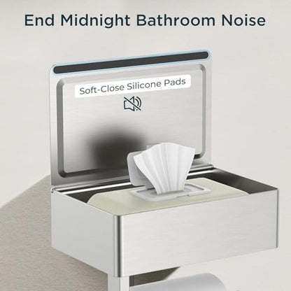 FORIOUS Toilet Paper Holder with Shelf, Wall-Mounted Modern Wipes Dispenser - color: Stainless Steel, size: Big 2 Pack-8" (L)