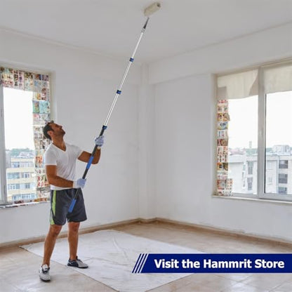 3-12 FT Telescopic Extension Pole Aluminum Paint Roller & Cleaning Pole - size: 12 Ft Blue