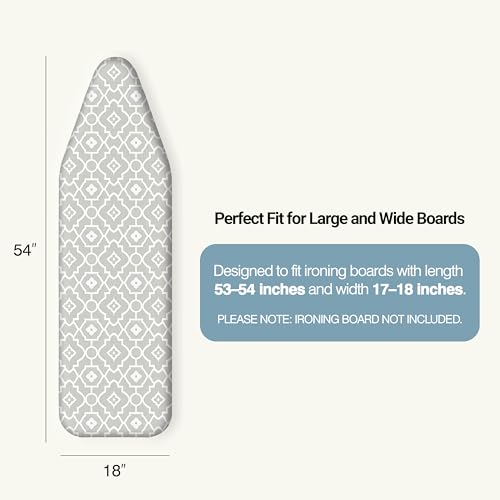 UniSimp Ironing Board Cover and Pad 18"x54" Extra Thick Natural Cotton Scorch & Stain Resistant Iron Board Cover Extra large Iron Board Cover with Fasteners Heavy Duty Heatproof Elastic Edge Geometric - color: Geometric, size: 18" x 54"