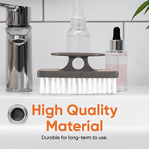 Superio Stiff Nail Brush Cleaner with Handle- 3 Pack Durable Brush Scrubber to Clean Toes, Fingernails, Hand Scrubber All Surface Cleaning, White Heavy Duty Scrub Brush Stiff Bristles, Easy to Hold - color: Gray, size: 3 Pack