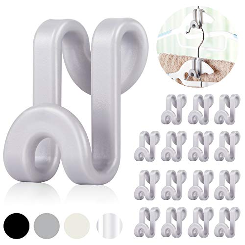 Mlici 60 Pcs Space Saving Hanger Connector Hooks for Closet Organizer, Gray - color: Gray