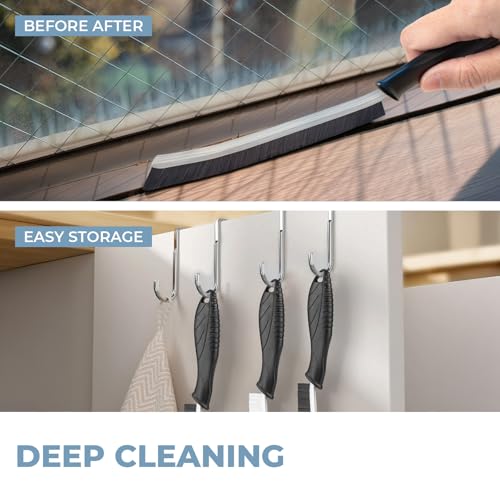 TQRR Cleaning Brush Set 3 Pcs with Soft Bristle and Hard Bristle Crevice - color: Black