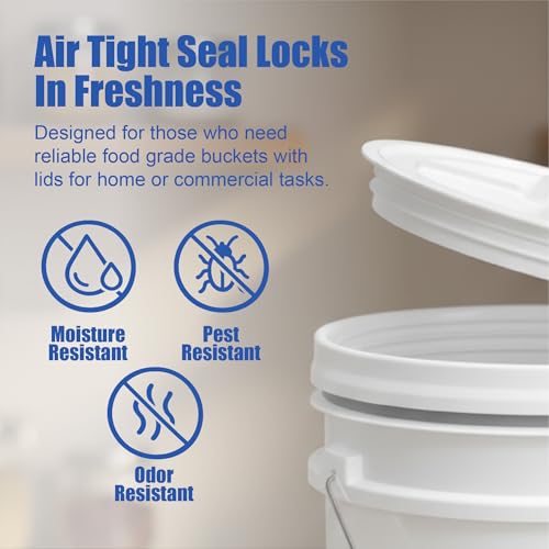 ePackageSupply 3.5 Gallon Bucket, Food-Grade w/Lid, BPA-Free, White,6 Packs - color: White, size: 6 Packs