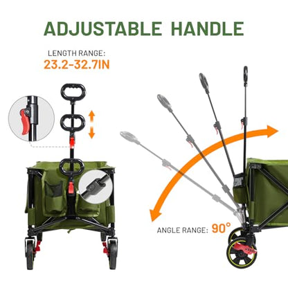 Timber Ridge 51.2'' Extended Collapsible Wagon Cart with Brakes - color: Green, size: 400L