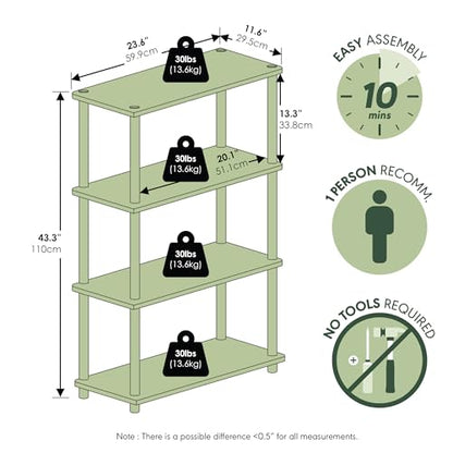Furinno Turn-N-Tube Toolless 4-Tier Storage Shelves, Americano - color: Americano/Black, size: 4-Tier Round Tube