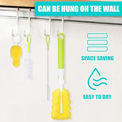 Baby Bottle Cleaning Brush 6-Piece Set Detachable Sponge Bottle Brush, Nylon Milk Bottle Brush, 2PCS Nipple Brush, 2PCS Straw Brush (Green) - color: Green