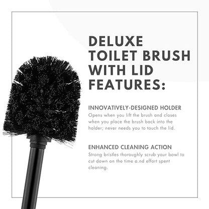 ToiletTree Products Deluxe Toilet Brush with Lid - Black - style: Black