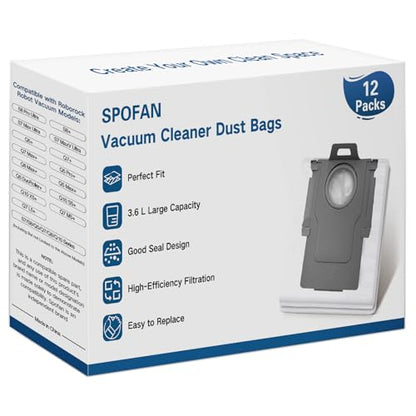 12 Pack Dust Bags for Roborock Q7 M5+/L5+, Q10 S5+/X5+, Q5+, Q5 Max+/Pro+ - size: Q10/Q5/Q7/Q8 Series Bags 12 Pack
