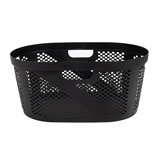 Mind Reader 40L Ventilated Laundry Baskets, Lightweight Clothes Hamper with Cutout Handles for Bathrooms and Closets, Plastic, Set of 2, Black - color: Black, size: Set of 2