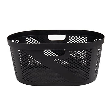 Mind Reader 40L Ventilated Laundry Baskets, Lightweight Clothes Hamper with Cutout Handles for Bathrooms and Closets, Plastic, Set of 2, Black - color: Black, size: Set of 2