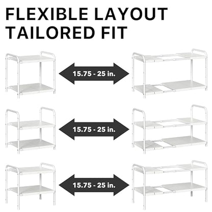 Simple Houseware Under Sink 2-Tier Heavy Duty Expandable Organizer, White - color: White