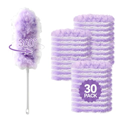 Microfiber Duster Kit, Short Handle with 30 Disposable Refills - color: 1 Short Handle + 30 Refills