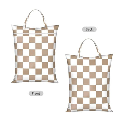 Checkered Brown White Beige Travel Laundry Bags Cloth Diaper Wet Bags Handle Washable Dirty Clothes Bags Wet Dry Bag Suitcase Gym Swimming Pool College Dorm Wet Bag - color: 1 PC26, size: One Size