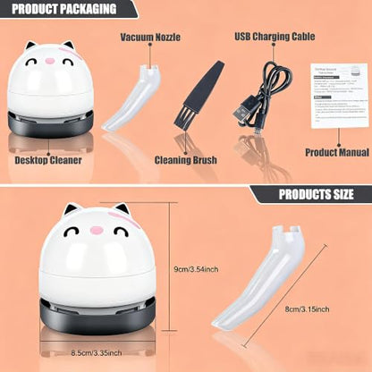 YUNYILAN Mini Desktop Vacuum Cleaner, Portable USB Vacuum Cleaner for Desk Mini Cute Cartoon Desktop Vacuum for Cleaning Eraser Crumbs, Dust, Crumbs, Computer, Keyboard and Car (White) - color: White