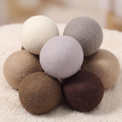 WILLBOND 10 Pcs Wool Dryer Balls Bulk 3 Inch Laundry Reusable Colored Anti Static Wool Balls Natural No Lint Fabric Softener Dryer Sheets Replaces for Reducing Wrinkles Save Drying Time(Neutral) - color: Neutral