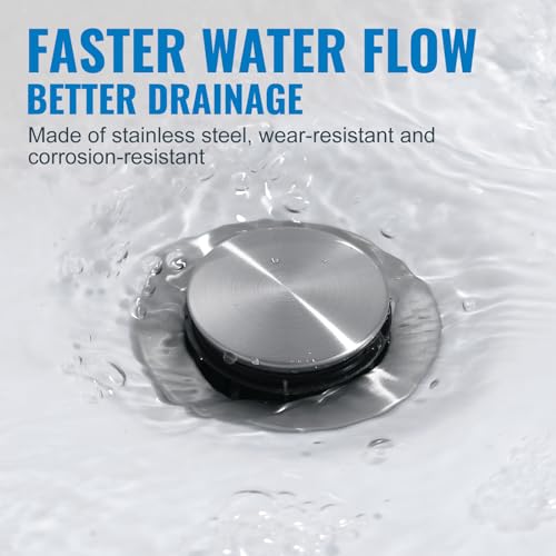 ALEASHA Pop Up Sink Drain Without Overflow, Bathroom Sink Drain Vessel Sink Stopper Pop Up Sink Drain Stopper, Pop Up Drain for Bathroom Sink Drain Strainer for Hair Catcher,Brushed Nickel - color: Brushed Nickel, style: Without Overflow