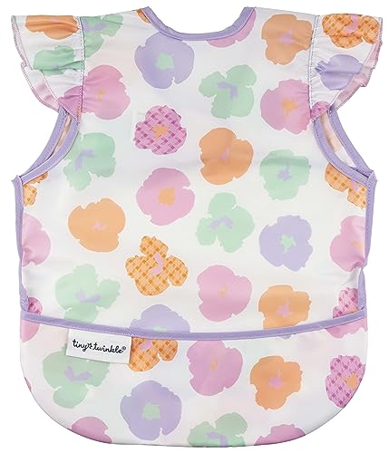 Tiny Twinkle Mess Proof Baby Bib for Girls | Waterproof Toddler Bib for Eating | Baby Apron for Feeding | Machine Washable | Perfect Shower Gift (Floral Pop, 6–24M) - color: Floral Pop, size: Small 6-24 Months