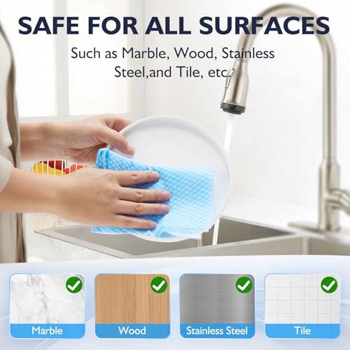 60Pack Disposable Dish Cloths for Kitchen,13.8x15.7"Cleaning Wipes - color: Blue