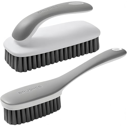 2 Pack Soft Bristle Cleaning Brushes Scrub Brush for Stains Laundry Brush - color: Gray