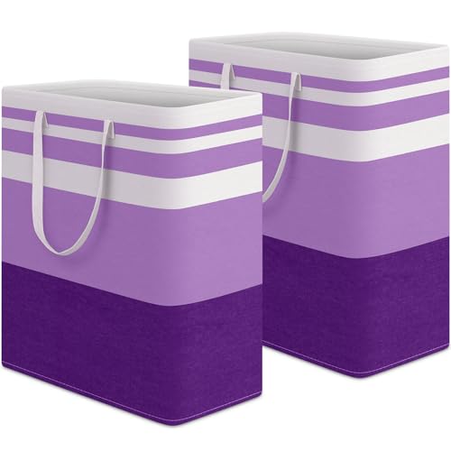 HomeHacks 2 Pack Laundry Baskets, Laundry Hampers Bags (Purple 100Lx2) - color: Purple, size: 100L