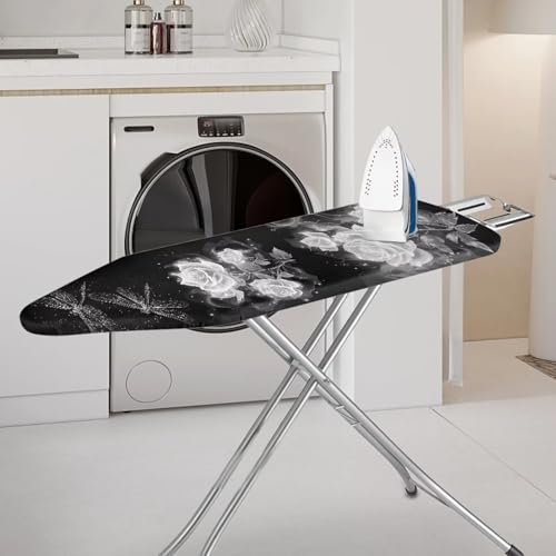 Ironing Board Cover,Dragonfly Flower 15x54 Inch Standard Ironing Board Cover with Elastic Edge and Hook and Loop Fasteners Scorch and Stain Resistant - color: Dragonfly Flower Print