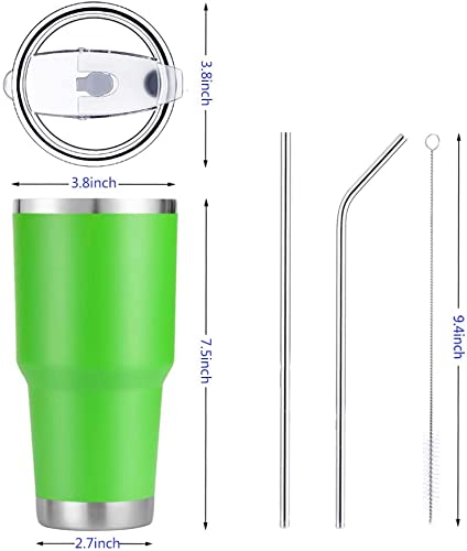 D·S 30 oz Lime Tumbler Double Wall Vacuum Insulated Travel Coffee Mug - color: Lime Green