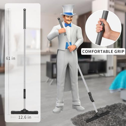 MR.SIGA Pet Hair Removal Rubber Broom with Built in Squeegee - size: 12.6*2.1*62 in