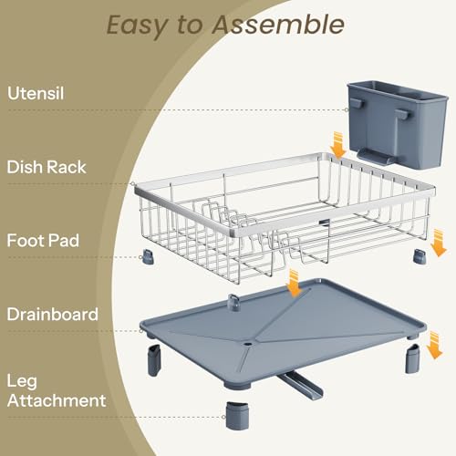 SNTD Dish Drying Rack for Small Kitchen Counter, 11" W x 15" L, Silver - color: Silver, size: 11" W x 15" L