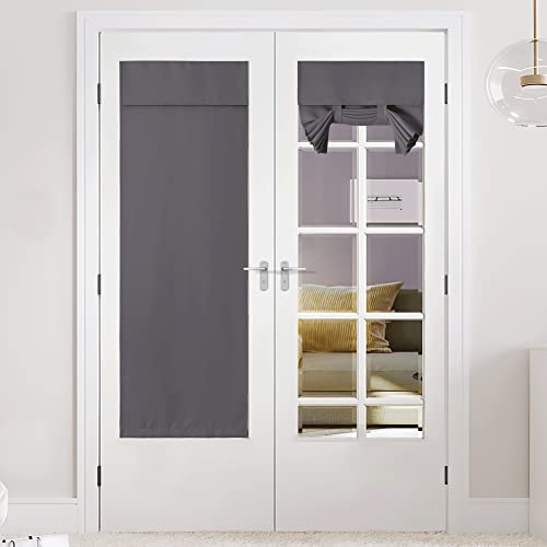 NICETOWN Grey Blackout French Door Curtain Thermal Insulated Window Cover - color: Grey, size: 26"W x 72"L (Pack of 1)