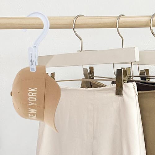 Andiker 4pcs Laundry Hooks with Clips, 5.2" Super Strong Clamping Plastic Single Clip Hangers Portable Travel Hangers with Clips to Hang Socks Towels Boots and Dry Wet Clothes (White) - color: White