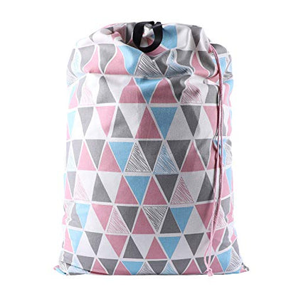 SWISSELITE Heavy Duty Laundry Bag, Large Travel Dirty Clothes Bag - color: Triangle Pink