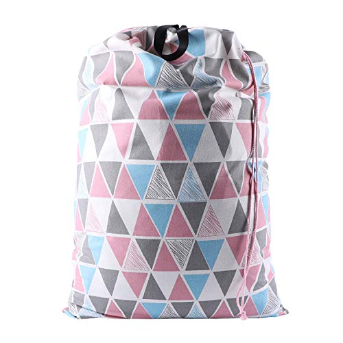 SWISSELITE Heavy Duty Laundry Bag, Large Travel Dirty Clothes Bag - color: Triangle Pink