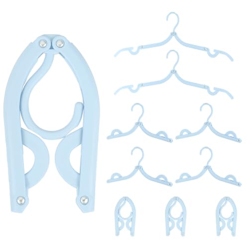 uxcell 10 Pcs Portable Travel Hangers, Plastic Foldable Hangers Cruise Essentials Clothes Drying Rack for Camping Flying Suitcase Travel Accessories Road Trip Hotel, Blue - color: Blue