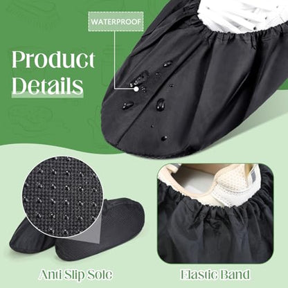 Frienda 8 Pairs Non Slip Reusable Shoe Covers Waterproof Boot Covers for Household Carpet Floor Protection Machine Washable (X-Large) - size: X-Large