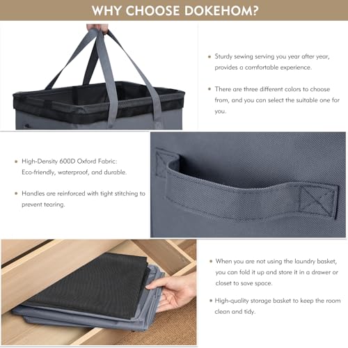 DOKEHOM 90L X-Large Rolling Laundry Basket Hamper on Wheels, Grey - color: Grey, size: X-Large Pro 29"