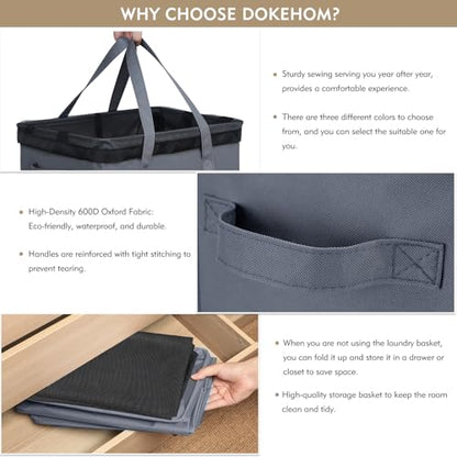 DOKEHOM 90L X-Large Rolling Laundry Basket Hamper on Wheels, Grey - color: Grey, size: X-Large Pro 29"