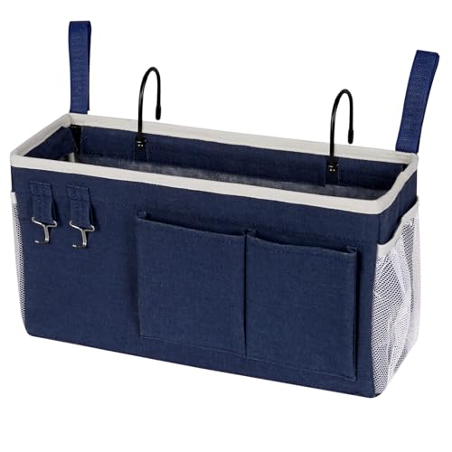 Bedside Caddy Bedside Storage Bag for Headboards/Bunk Bed - color: Navy Blue